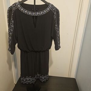 White House Black Market Black Dress with White Accents